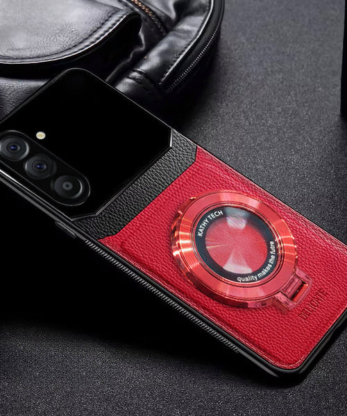 Samsung Galaxy A56 5G Original Luxury Leather Lens Magnifier Ring Stand Case