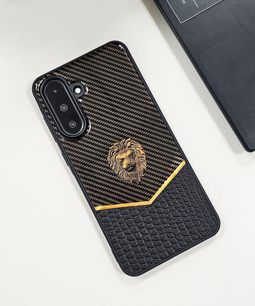 Samsung Galaxy A56 5G Luxury Lion Pattern Leather And Liquid Silicone Case