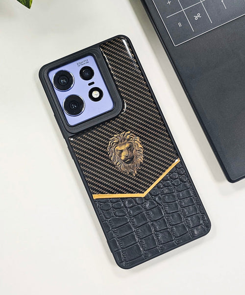 Motorola Edge 50 Pro 5G Luxury Lion Pattern Leather And Liquid Silicone Case