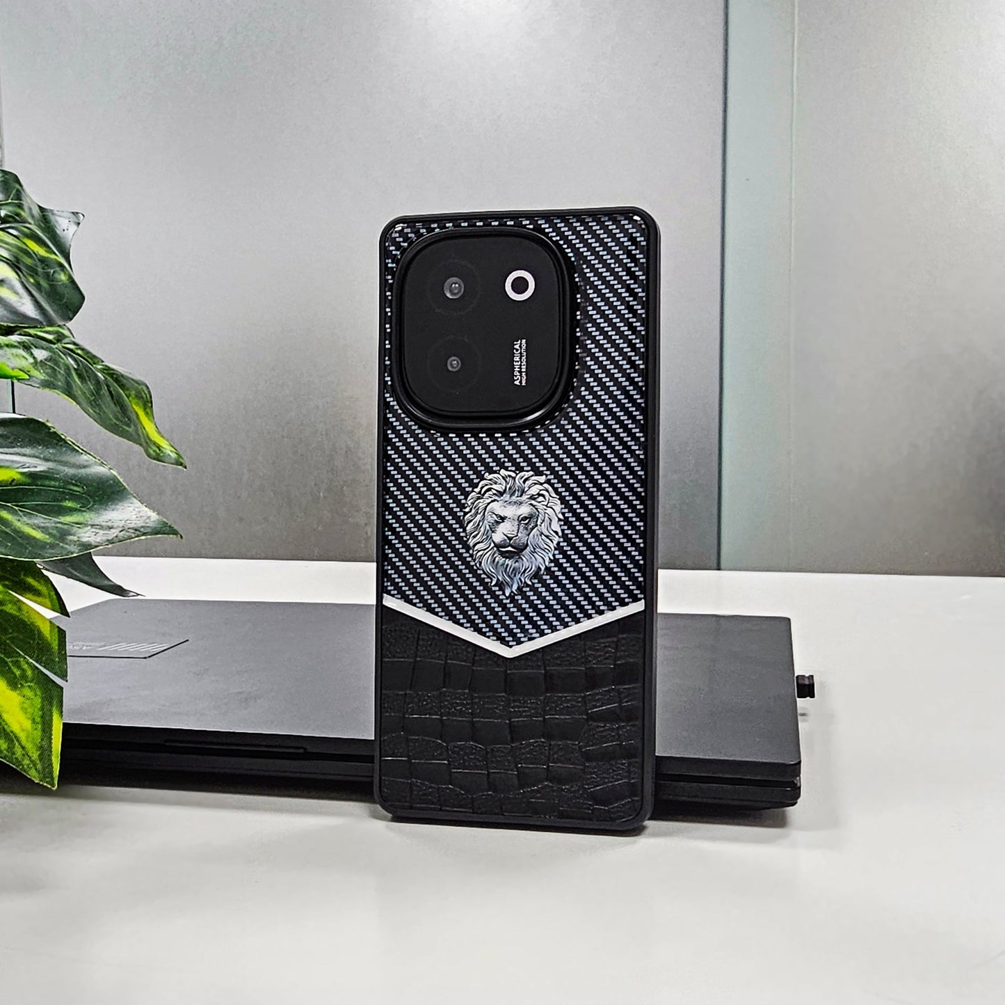 Vivo T3 Pro 5G Luxury Lion Pattern Leather And Liquid Silicone Case