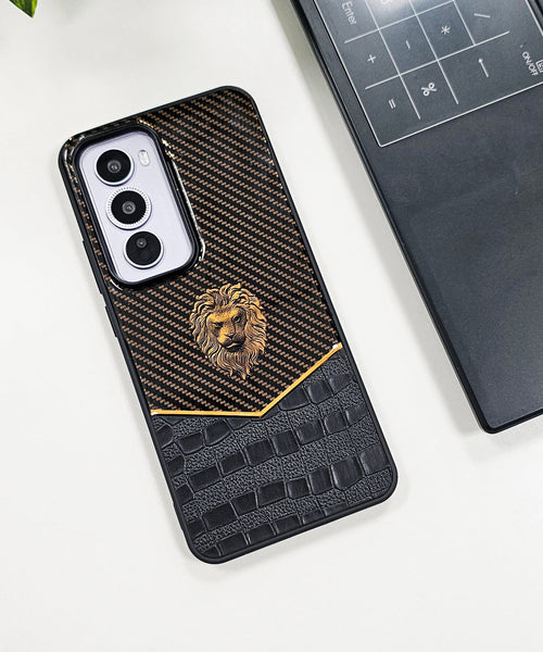 OPPO Reno12 5G Luxury Lion Pattern Leather And Liquid Silicone Case