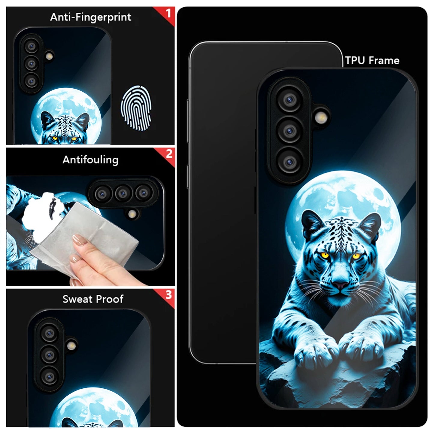 Samsung Galaxy A56 Premium Acrylic Shockproof Glass Back Case (Moon Predator)
