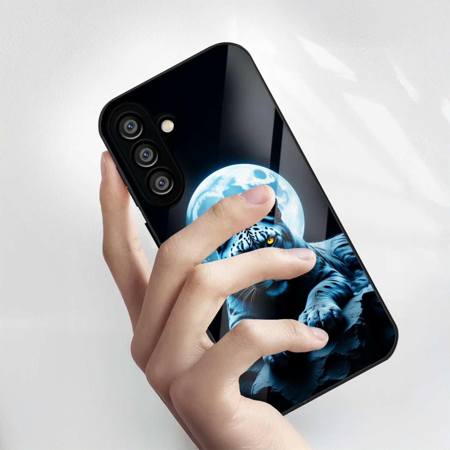 Samsung Galaxy A56 Premium Acrylic Shockproof Glass Back Case (Moon Predator)