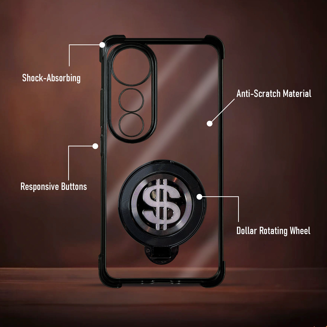 Vivo V40 Pro 5G Four Corner Airbags 100% Original Astro Money Magnet Rotating Dollar Case