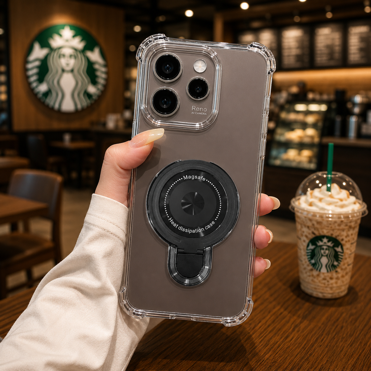 Oppo Reno 15 Pro Mini 5G Luxury Four Corner Invincible Bracket Ring Stand Case