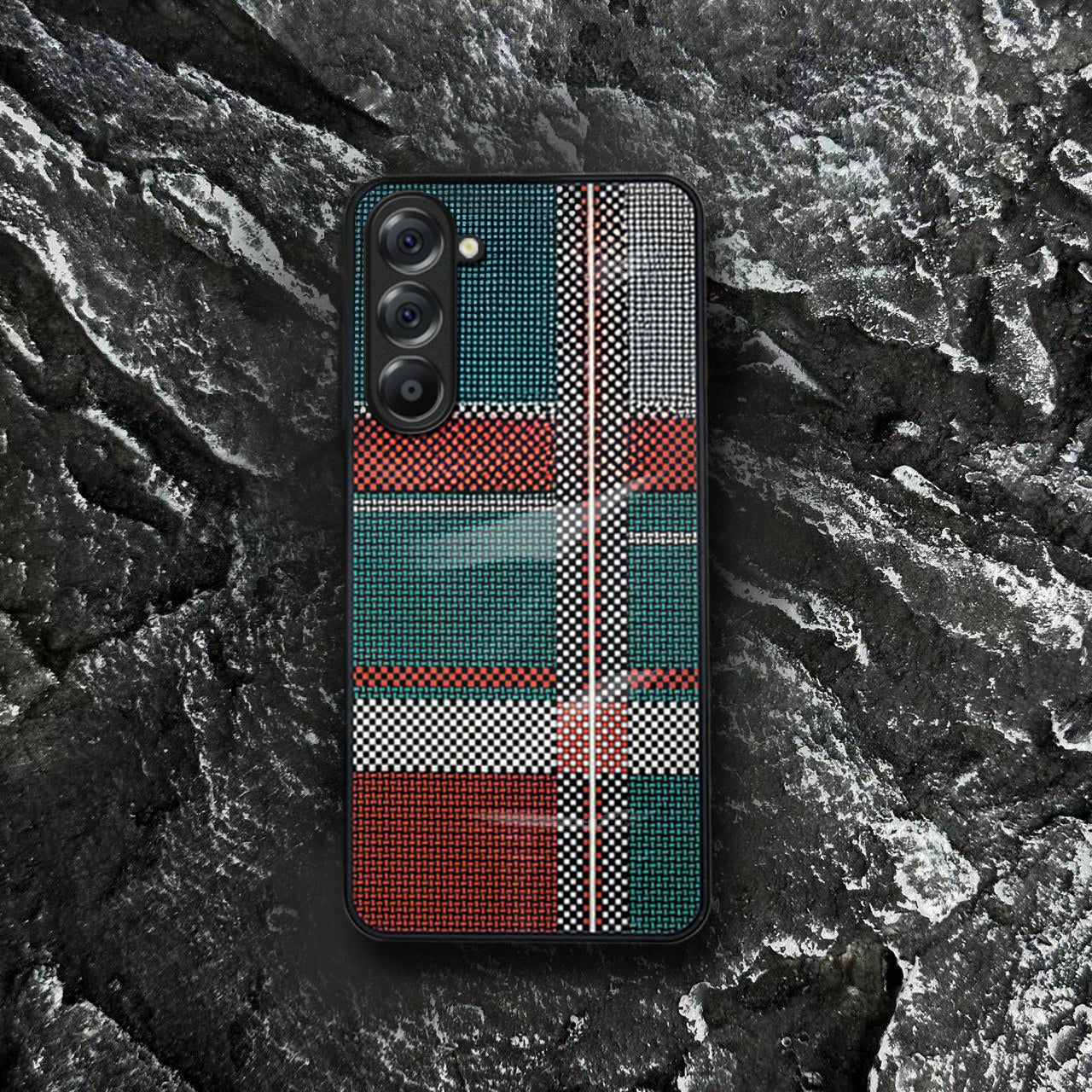 Samsung Galaxy A36 Luxury Grid Pattern Glass Back Shockproof Case