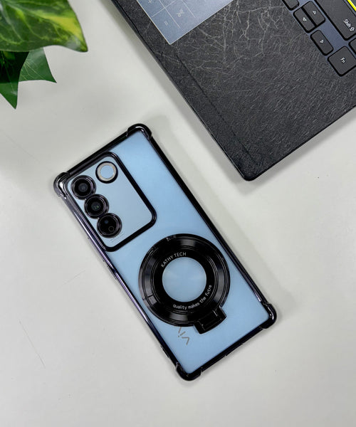 Vivo Y200 5G Original Luxury Magnifier Ring Stand Shockproof Airbags Corner Case