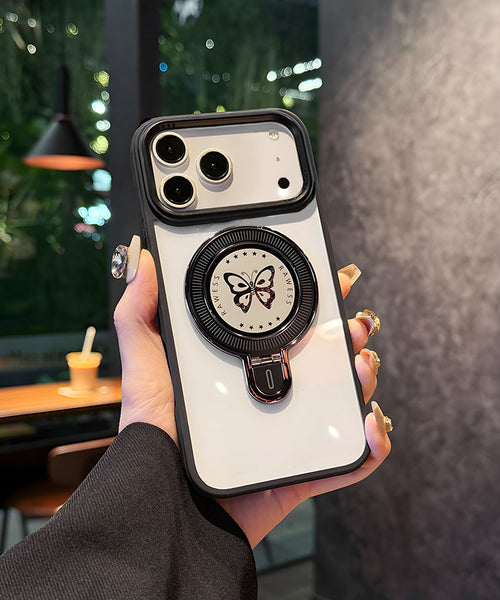 iPhone 17 Pro / 17 Pro Max Luxury Butterfly Ring Stand Shockproof Magnetic Magsafe Case