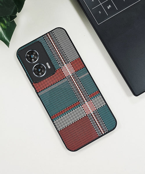 Motorola Edge 50 Fusion 5G Luxury Grid Pattern Glass Back Shockproof Case