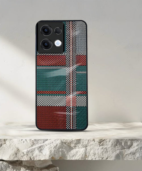 Oppo Reno13 Luxury Grid Pattern Glass Back Shockproof Case