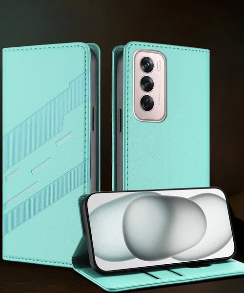 Oppo Reno 12 Pro 5G Magnetic Embossed Multi-Functional Wallet Retro PU Leather Flip Case