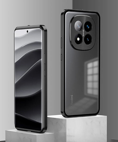 Redmi Note 14 Pro+ 5G Aluminium Metal Bumper Shield Transparent Back Case