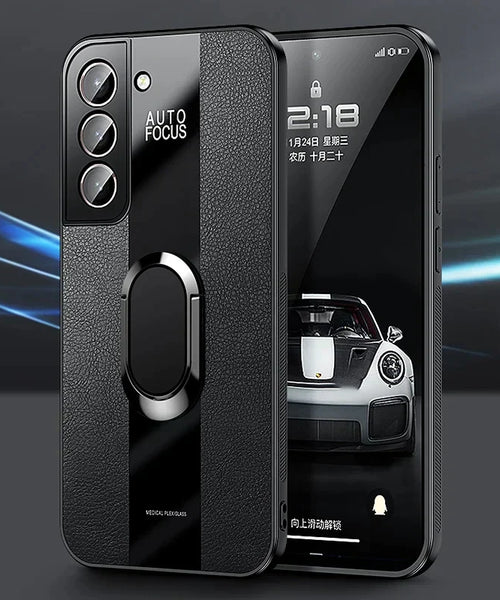 Samsung Galaxy S23 FE 5G Premium Leather AutoFocus Ring Case