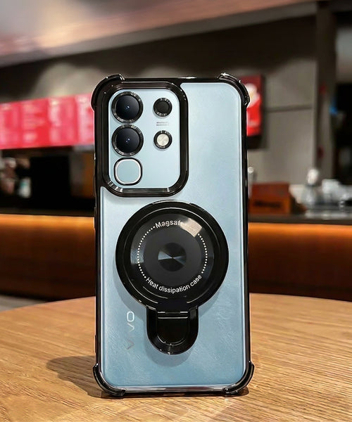 Vivo T4x 5G Luxury Four Corner Invincible Bracket Ring Stand Case