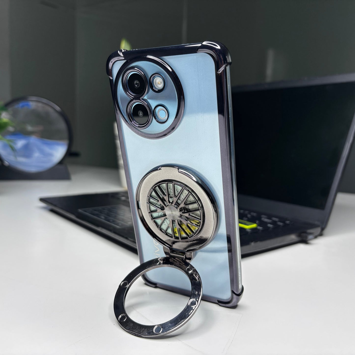 Vivo Y58 5G Premium Stress Buster Wheel Rotating Shockproof Airbags Case