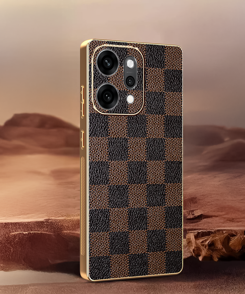 Oppo Reno 14 5G Luxury Checkered Leather Back Case