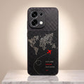 Oppo F31 5G Travel Map Carbon Fiber Leather Hybrid Back Case