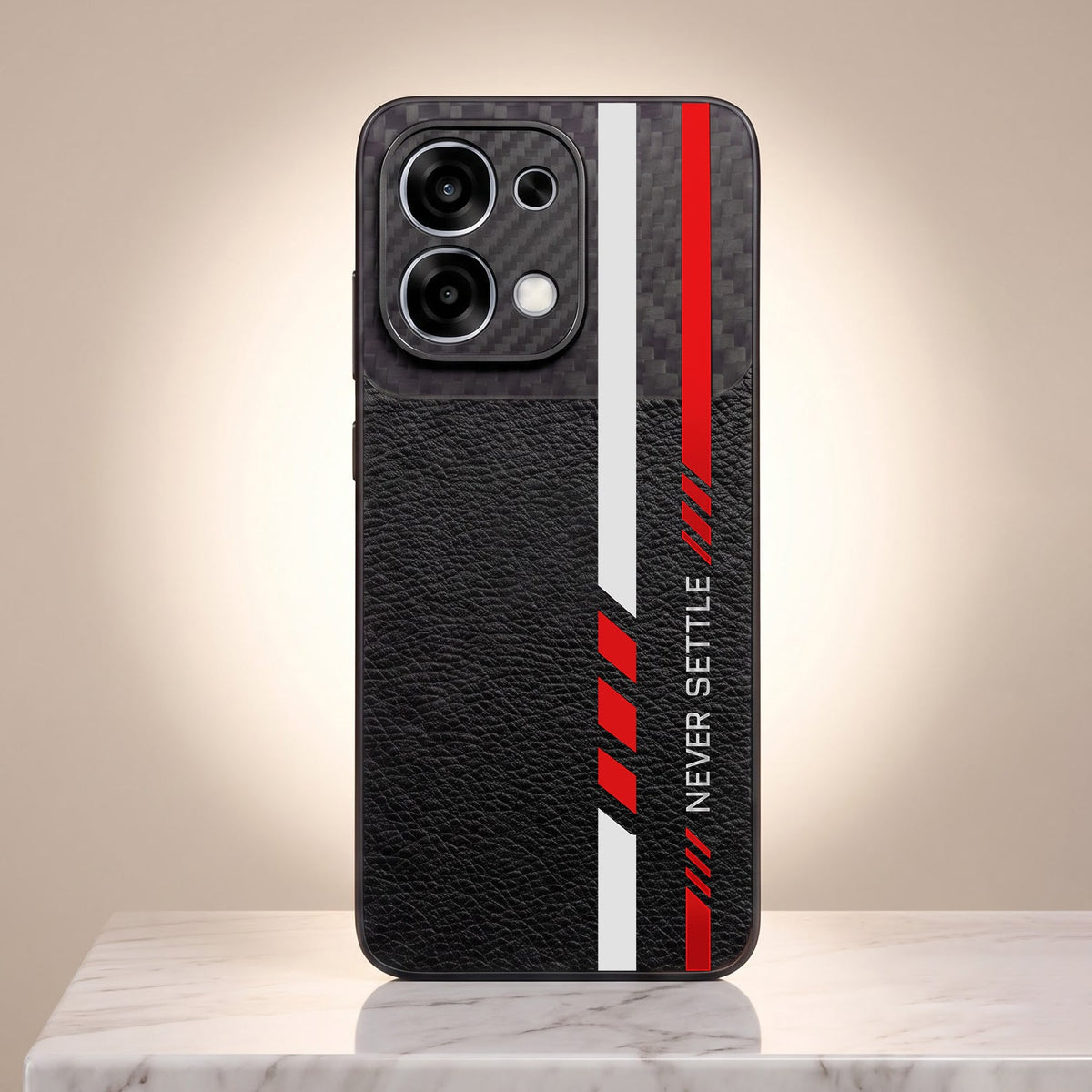 Oppo F31 5G Sporty Stripe Focus Carbon Fiber Leather Hybrid Back Case