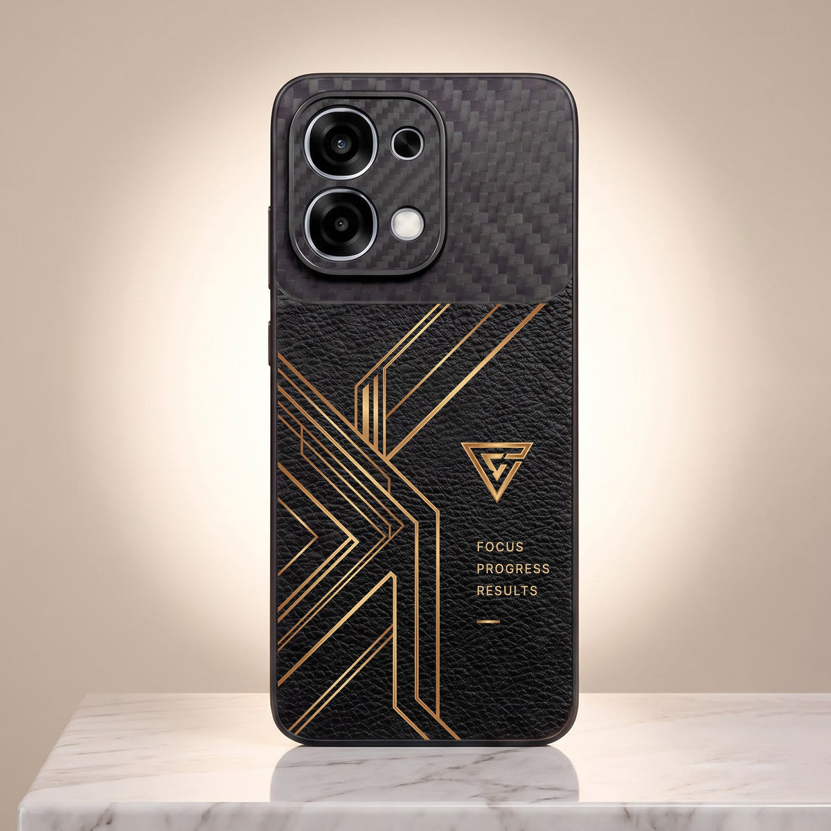 Oppo F31 5G Geometric Luxury Carbon Fiber Leather Hybrid Back Case