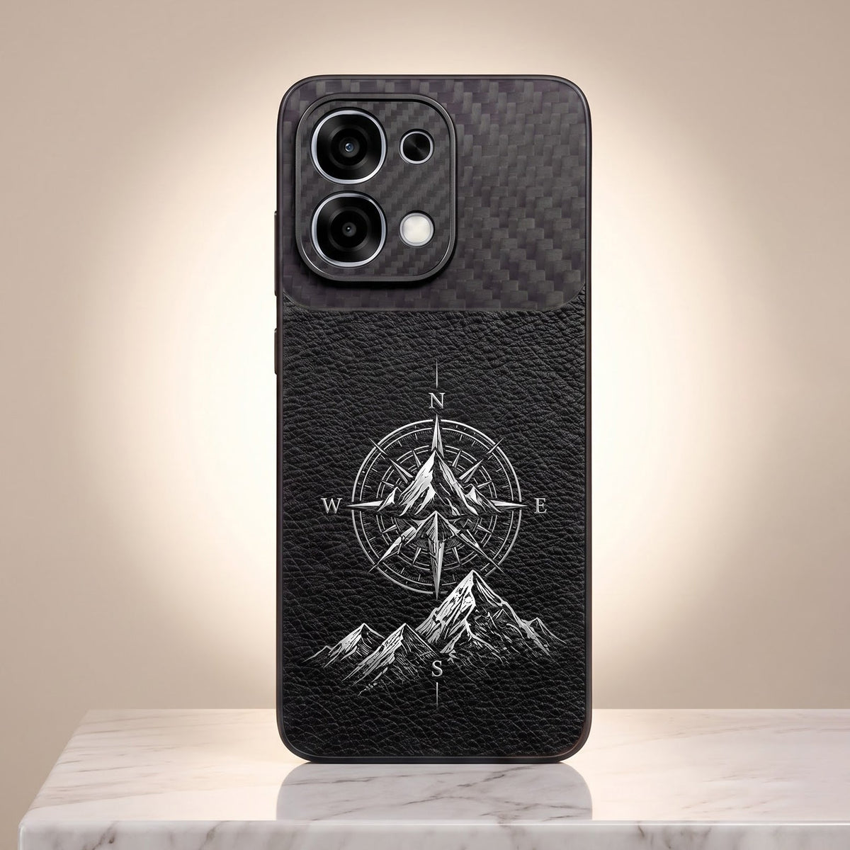 Oppo F31 5G Compass Carbon Fiber Leather Hybrid Back Case