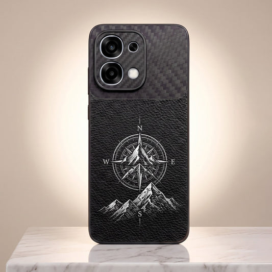 Oppo F31 5G Compass Carbon Fiber Leather Hybrid Back Case