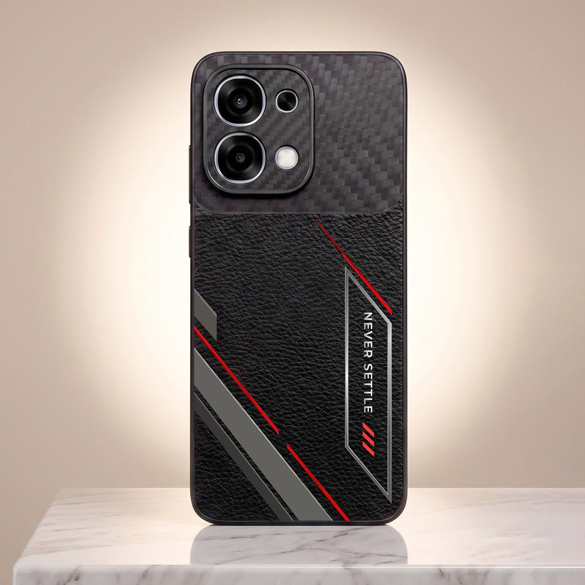 Oppo F31 5G Nexer Stripe Carbon Fiber Leather Hybrid Back Case