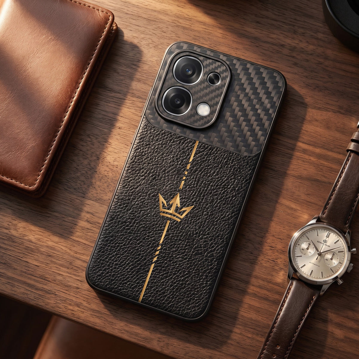 Oppo F31 5G Royal Stripe Carbon Fiber Leather Hybrid Back Case