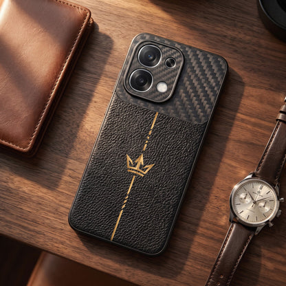Oppo F31 5G Royal Stripe Carbon Fiber Leather Hybrid Back Case