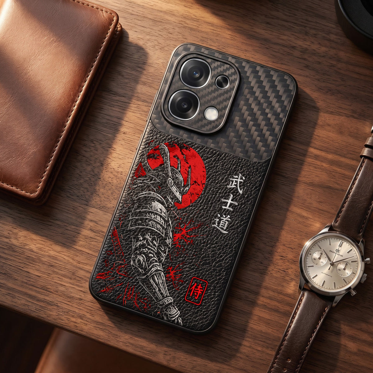 Oppo F31 5G Samurai Mask Carbon Fiber Leather Hybrid Back Case