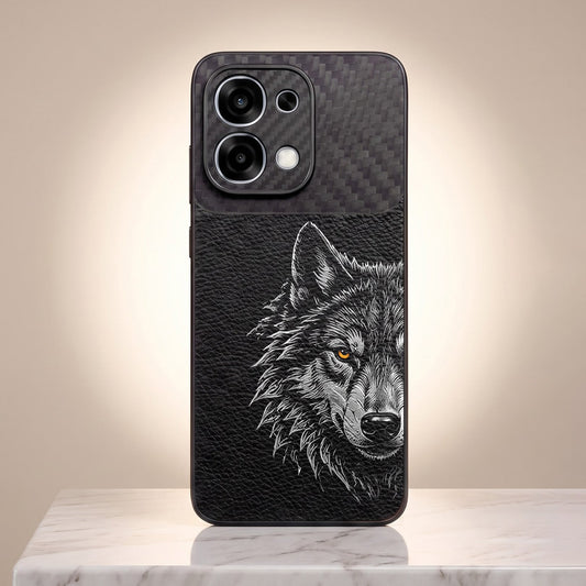 Oppo F31 5G Wolf Focus Carbon Fiber Leather Hybrid Back Case