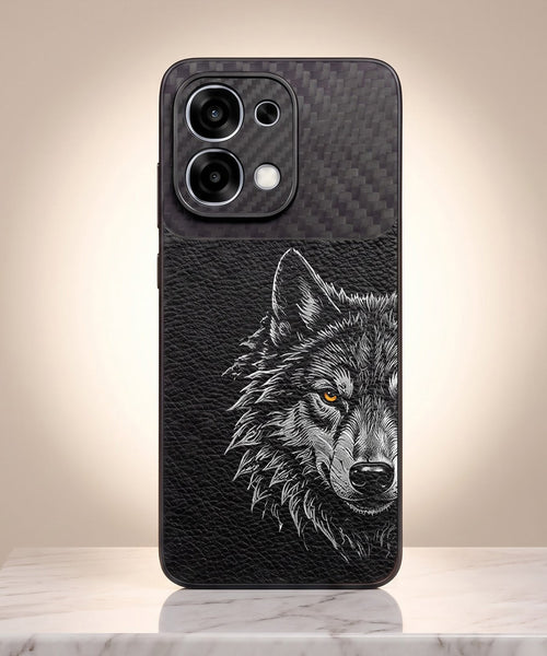 Oppo F31 5G Wolf Focus Carbon Fiber Leather Hybrid Back Case