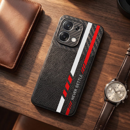 Oppo F31 5G Sporty Stripe Focus Carbon Fiber Leather Hybrid Back Case