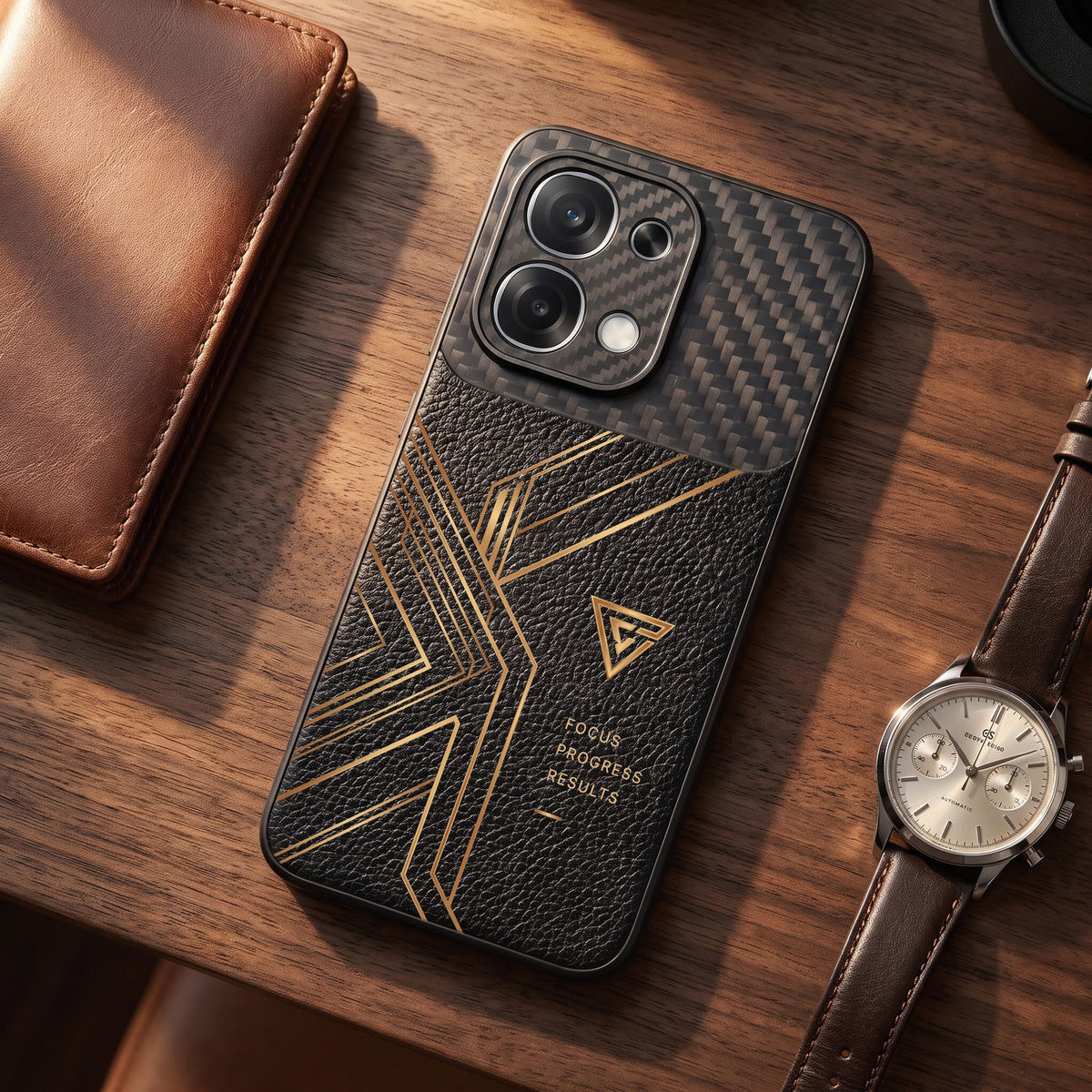 Oppo F31 5G Geometric Luxury Carbon Fiber Leather Hybrid Back Case