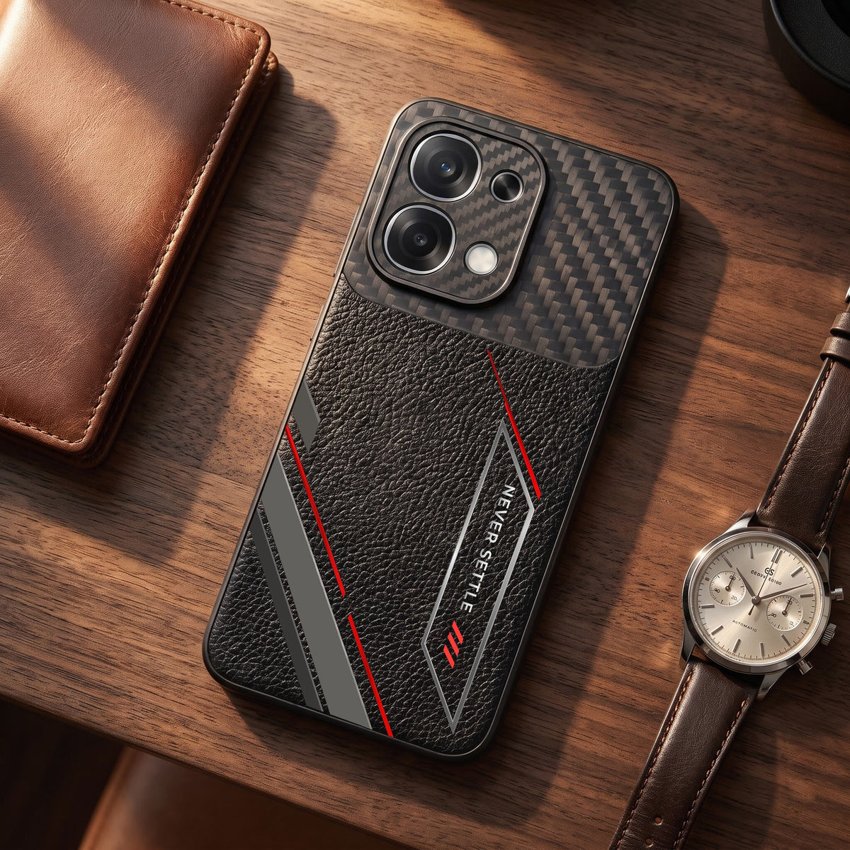 Oppo F31 5G Nexer Stripe Carbon Fiber Leather Hybrid Back Case