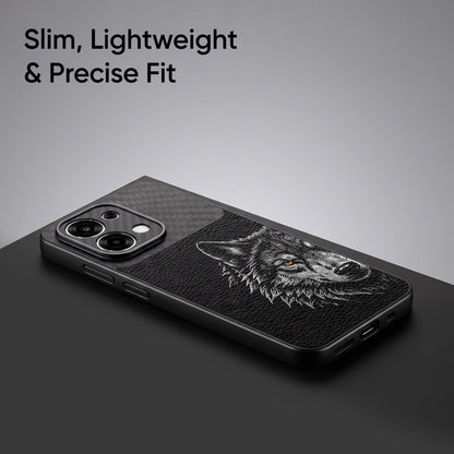 Oppo F31 5G Wolf Focus Carbon Fiber Leather Hybrid Back Case