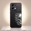 Oppo F31 5G Skull Art Carbon Fiber Leather Hybrid Back Case