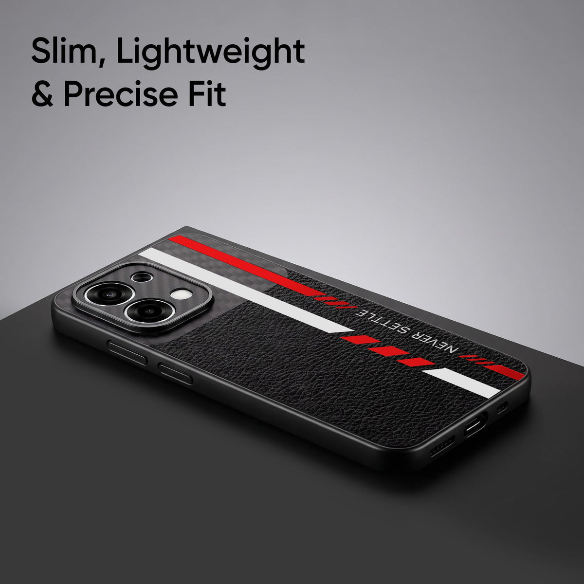 Oppo F31 5G Sporty Stripe Focus Carbon Fiber Leather Hybrid Back Case
