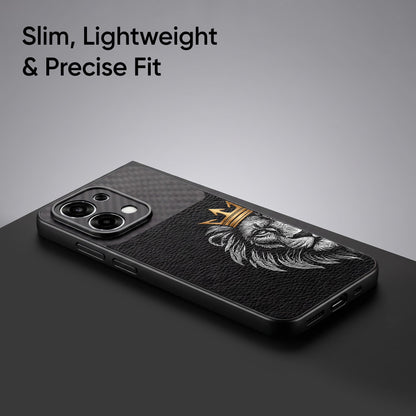 Oppo F31 5G Lion King Carbon Fiber Leather Hybrid Back Case