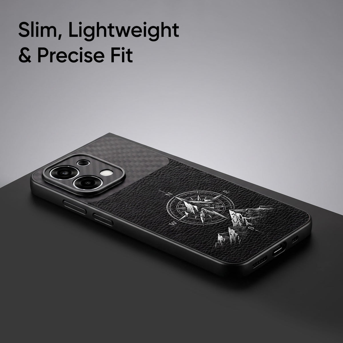 Oppo F31 5G Compass Carbon Fiber Leather Hybrid Back Case