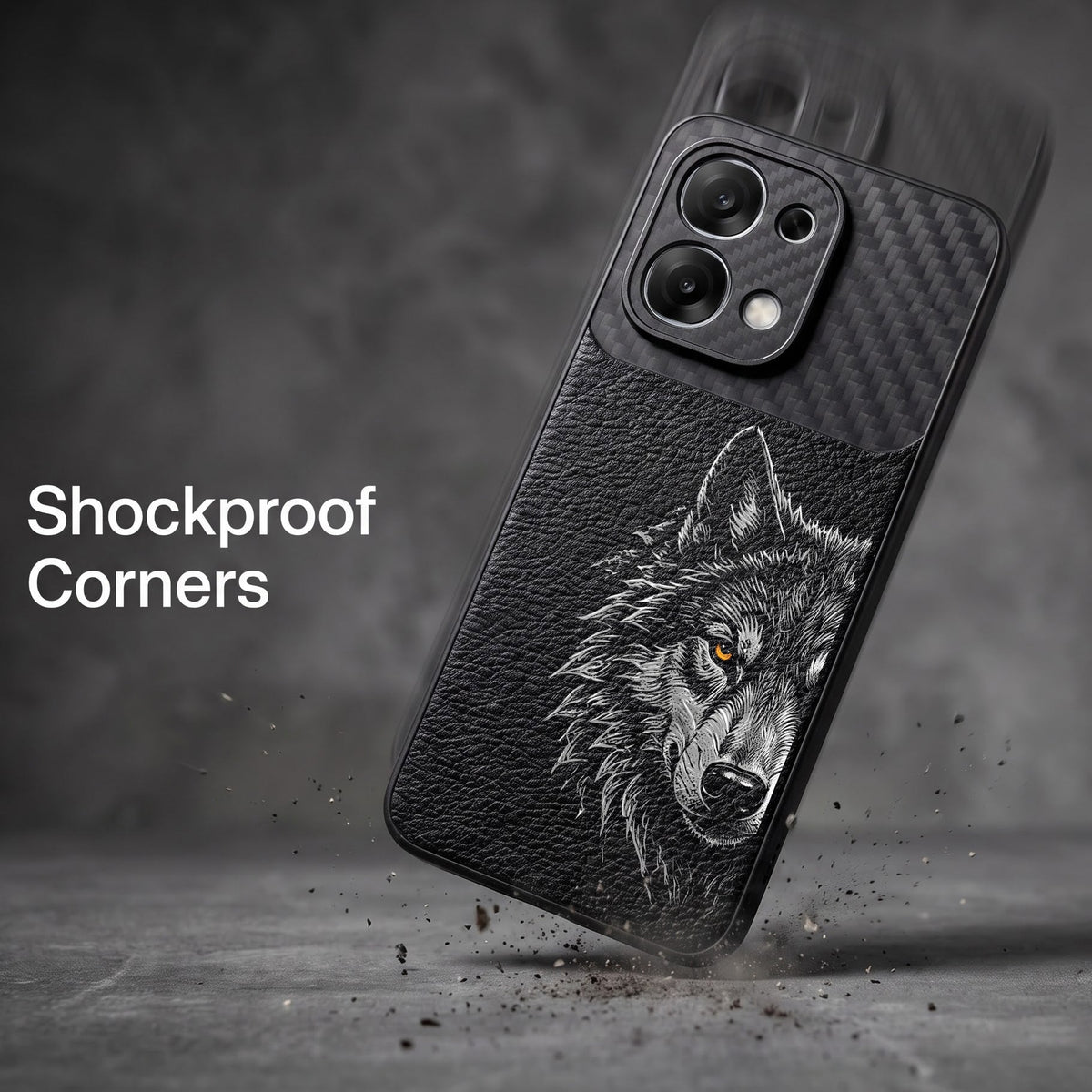 Oppo F31 5G Wolf Focus Carbon Fiber Leather Hybrid Back Case