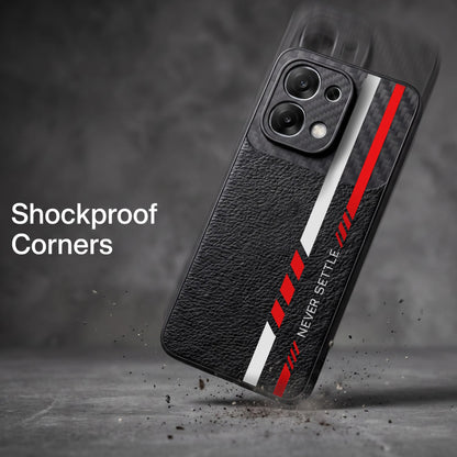 Oppo F31 5G Sporty Stripe Focus Carbon Fiber Leather Hybrid Back Case