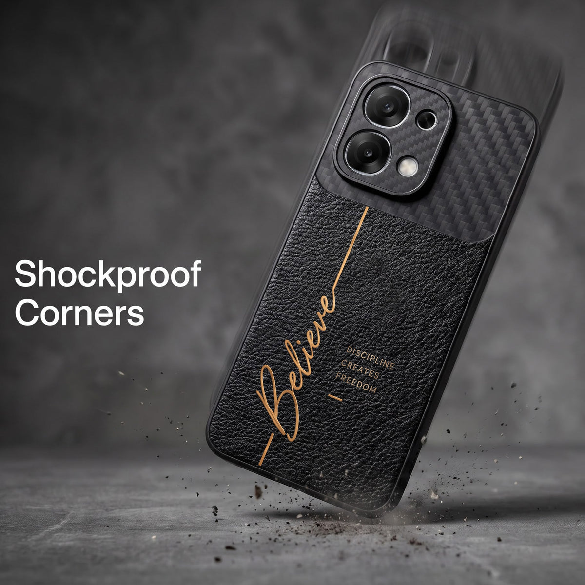 Oppo F31 5G Belive Quote Carbon Fiber Leather Hybrid Back Case