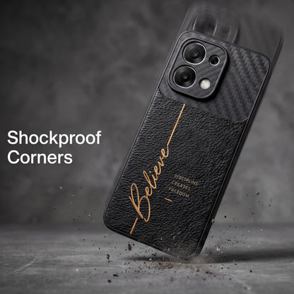 Oppo F31 5G Belive Quote Carbon Fiber Leather Hybrid Back Case