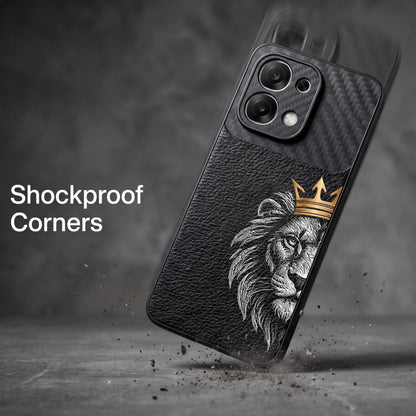 Oppo F31 5G Lion King Carbon Fiber Leather Hybrid Back Case