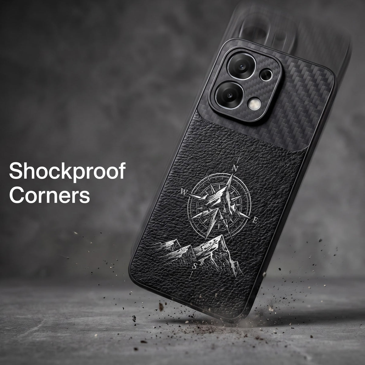 Oppo F31 5G Compass Carbon Fiber Leather Hybrid Back Case