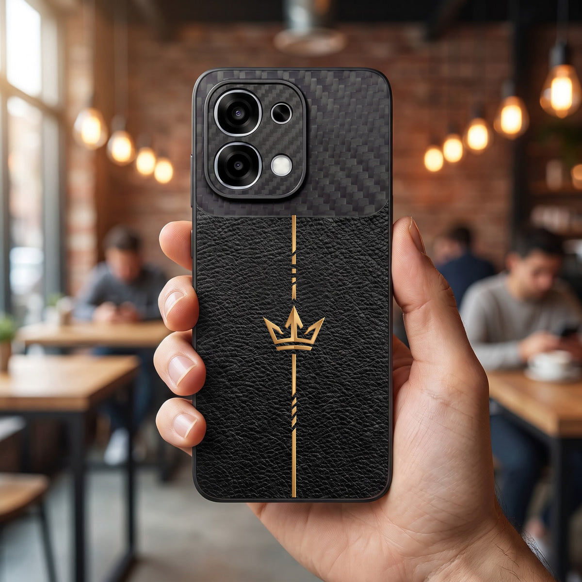Oppo F31 5G Royal Stripe Carbon Fiber Leather Hybrid Back Case