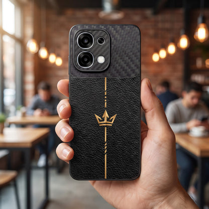 Oppo F31 5G Royal Stripe Carbon Fiber Leather Hybrid Back Case