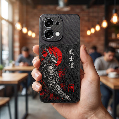 Oppo F31 5G Samurai Mask Carbon Fiber Leather Hybrid Back Case