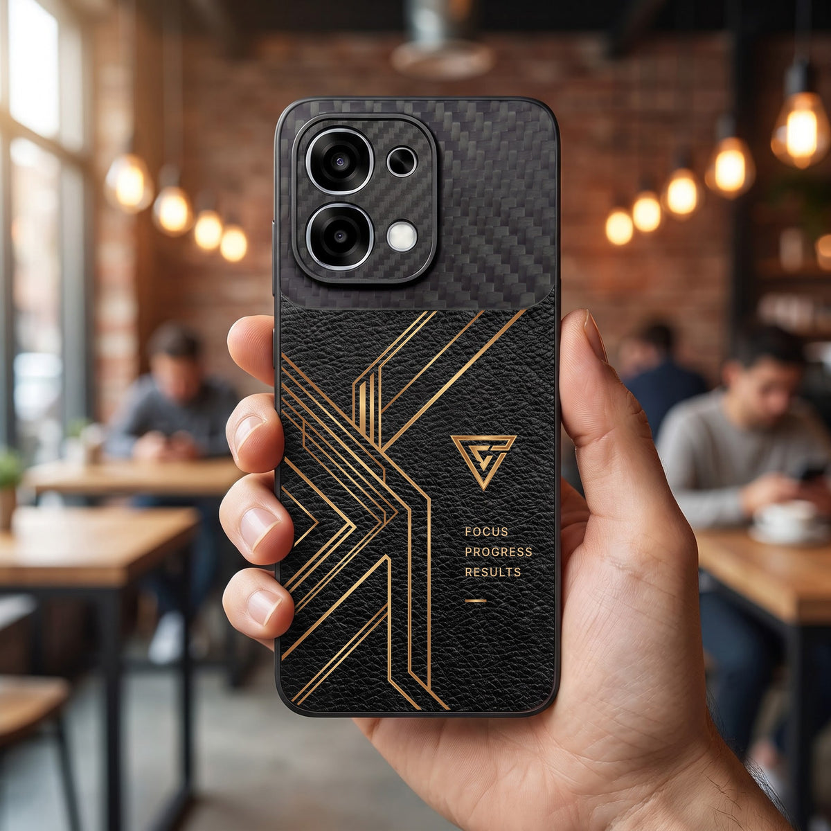 Oppo F31 5G Geometric Luxury Carbon Fiber Leather Hybrid Back Case