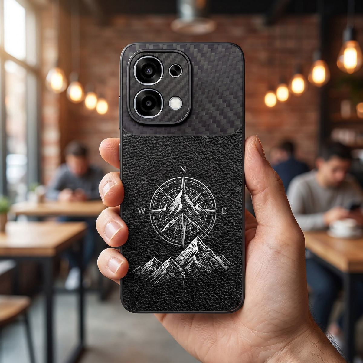 Oppo F31 5G Compass Carbon Fiber Leather Hybrid Back Case